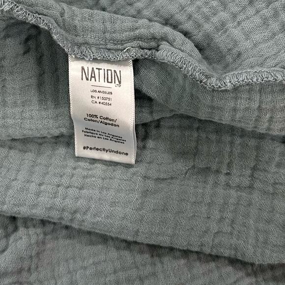 Nation LTD Nala Peasant Dress Dusty Blue Long Sleeve Cotton Dress Size Small - Picture 6 of 7